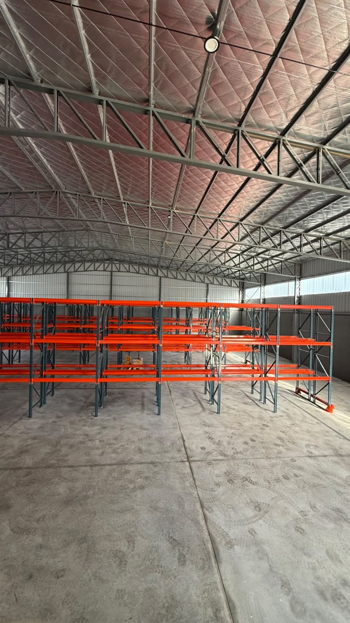 Warehouse interior with pallet racks